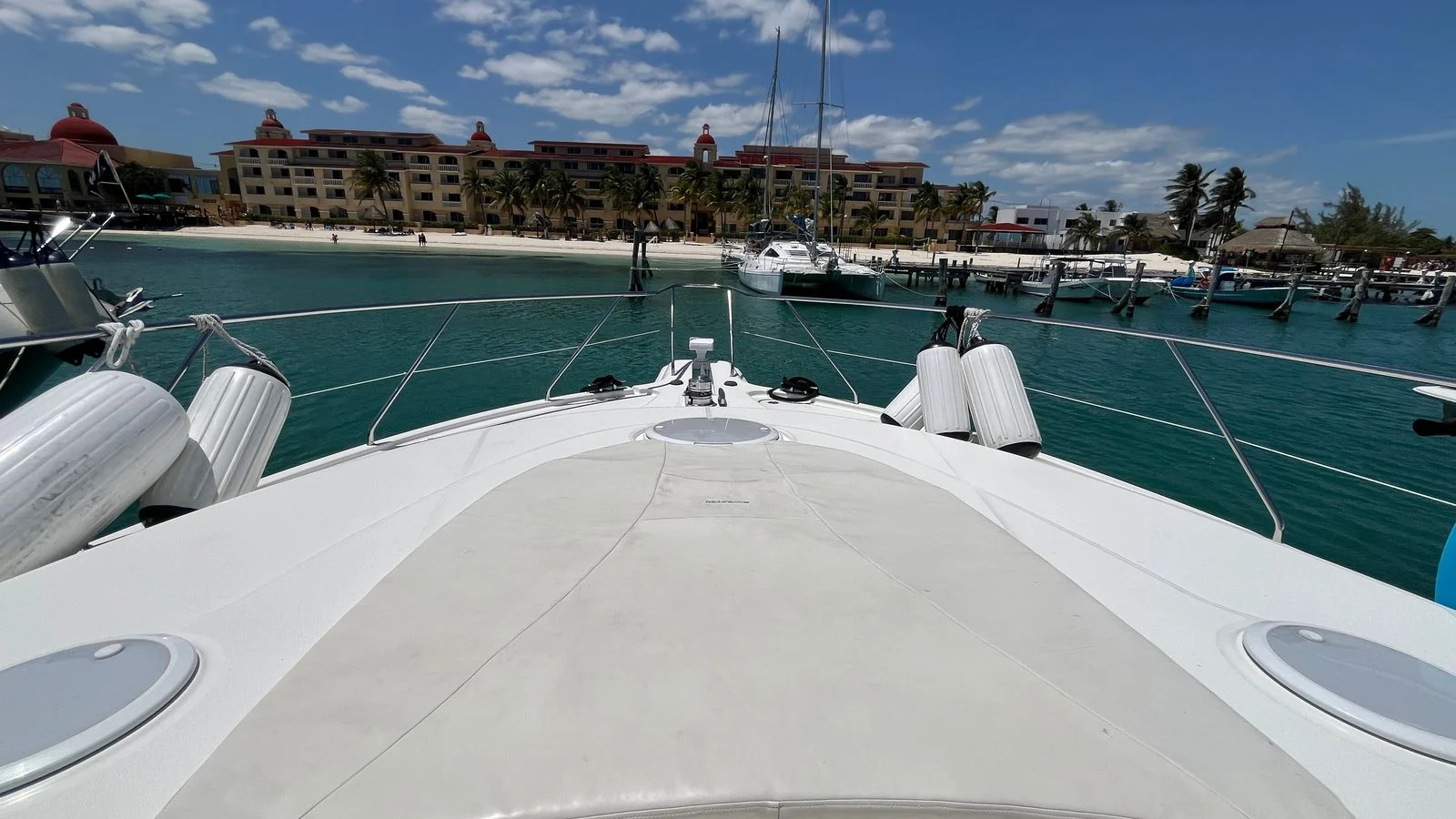 View from a fishing boat toward the Cancun waterfront