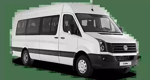 Illustration of a white Volkswagen Crafter passenger van